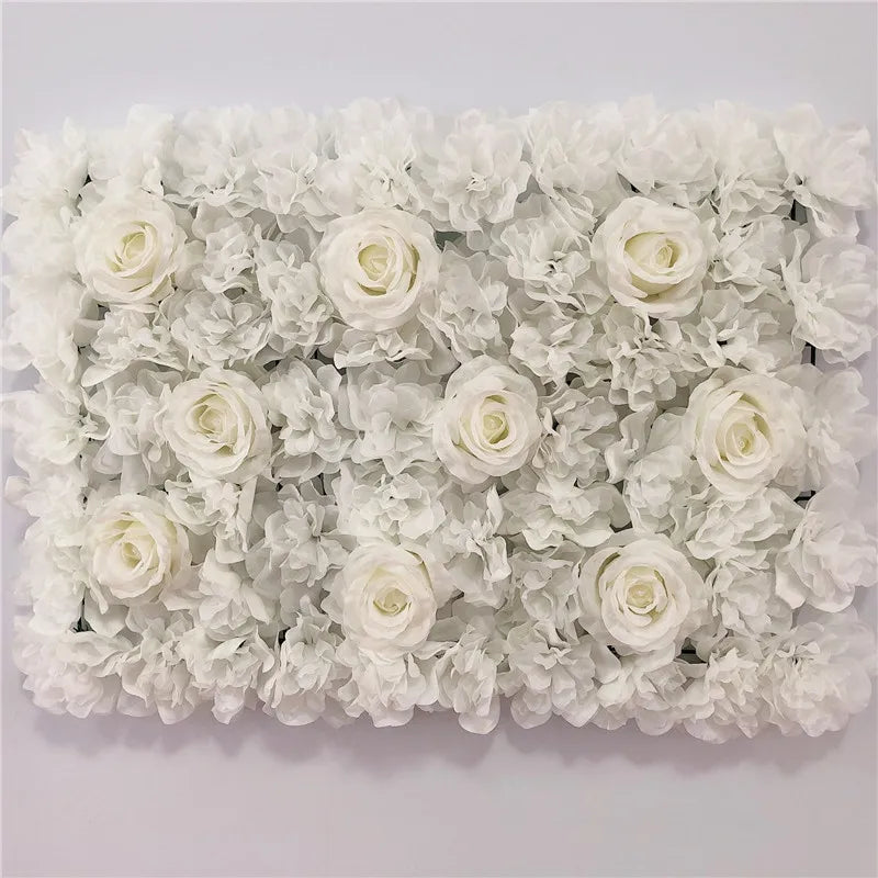 Decoración de fondo de pared con flores artificiales de rosas de seda rosa