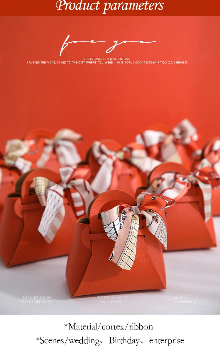 Borse regalo in pelle, mini borsetta con nastro, 5 pezzi