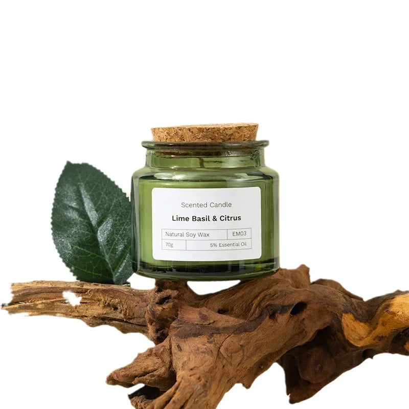 Natürliche Pflanzen-Aromatherapie-Kerze, rauchfreies grünes Sojabohnenwachsglas