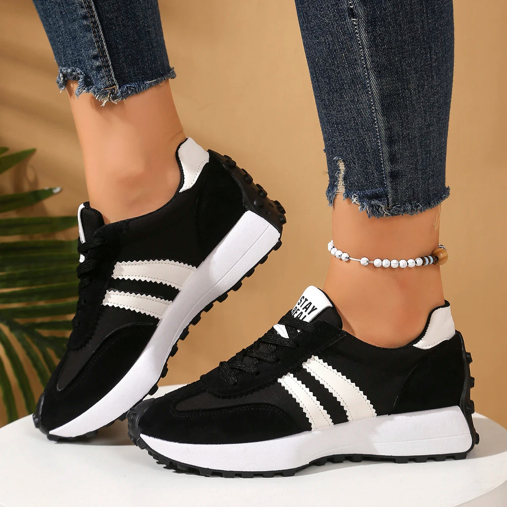 Nuevo estilo elegante con cordones casuales zapatos de mujer suela gruesa antideslizante