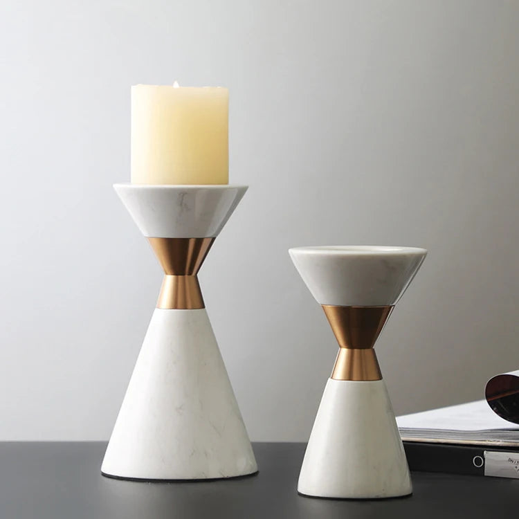 White Natural Marble Candlestick Scandinavian Volakos