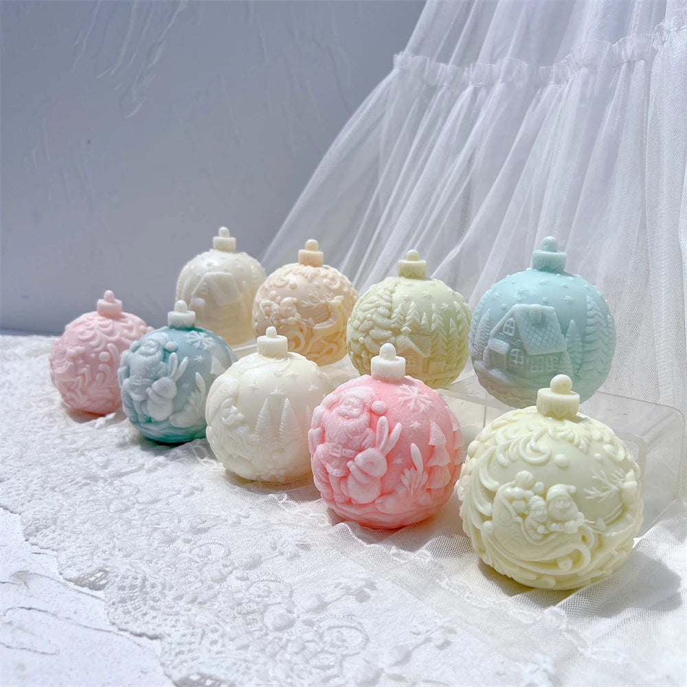 Kugelförmige Silikon-Kerzenform, 5 Designs, Weihnachten