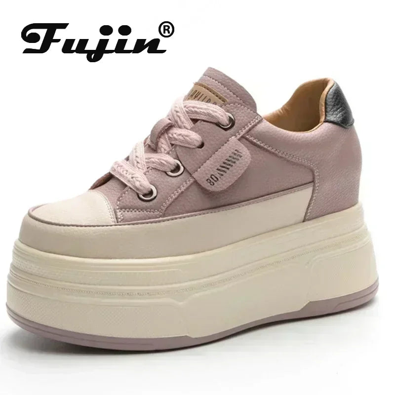 Zapatillas de plataforma Fujin para mujer de piel auténtica
