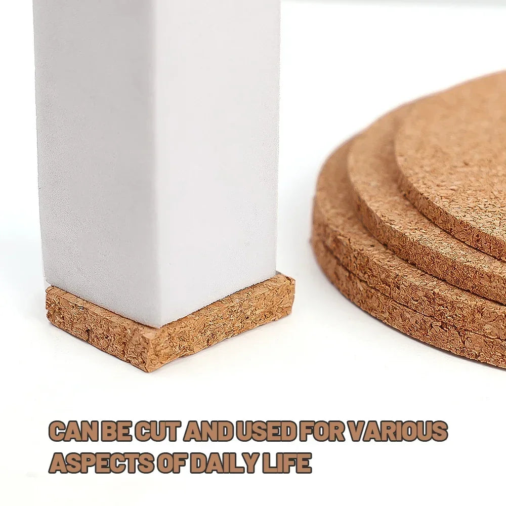 Non-Slip Cork Coaster Natural Round Wooden Cup Mat Pads