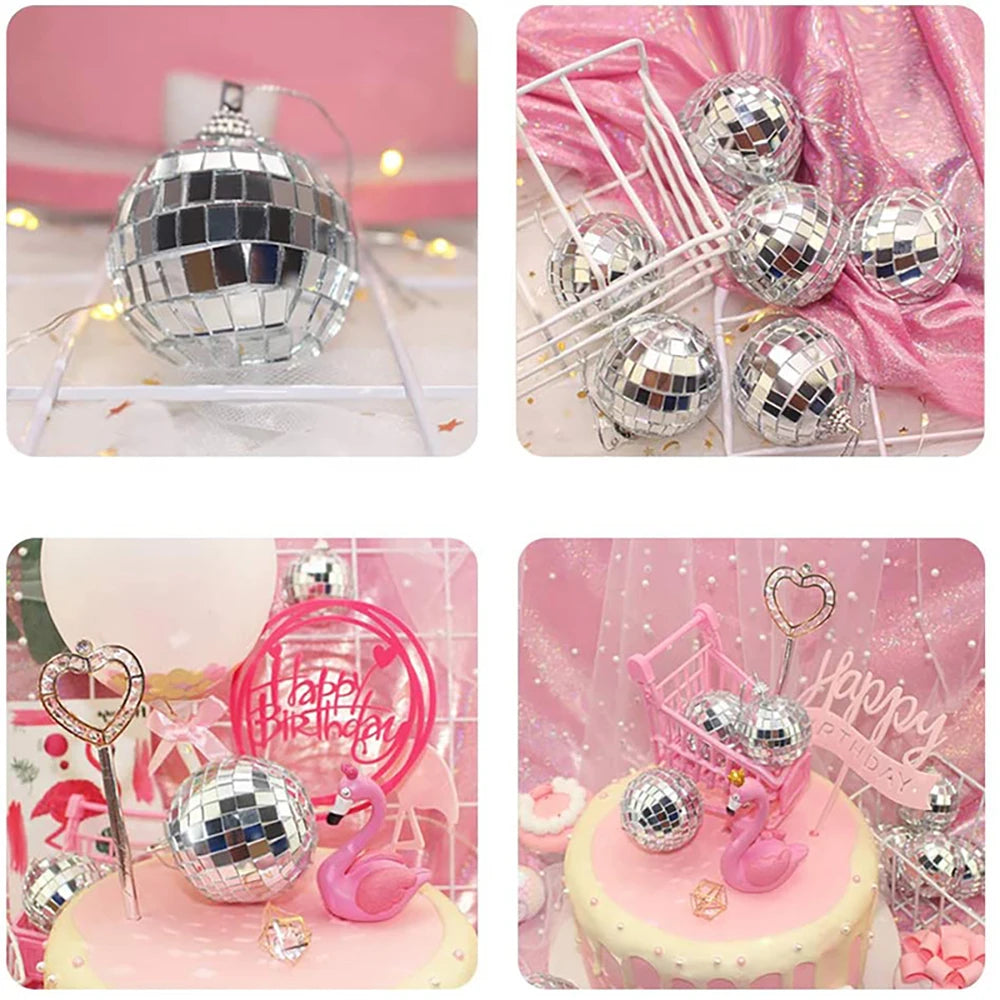 Mirror Disco Ball 70s Party Decorations Reflective Hanging 2-10cm