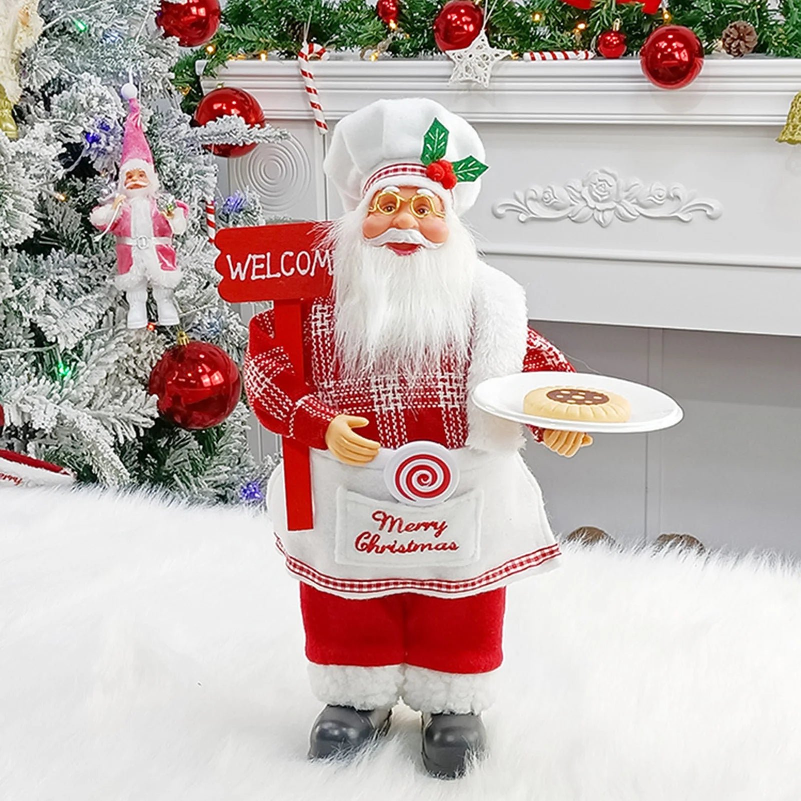 Christmas Sitting Standing Santa Claus Figurines Doll Cute 12inch.