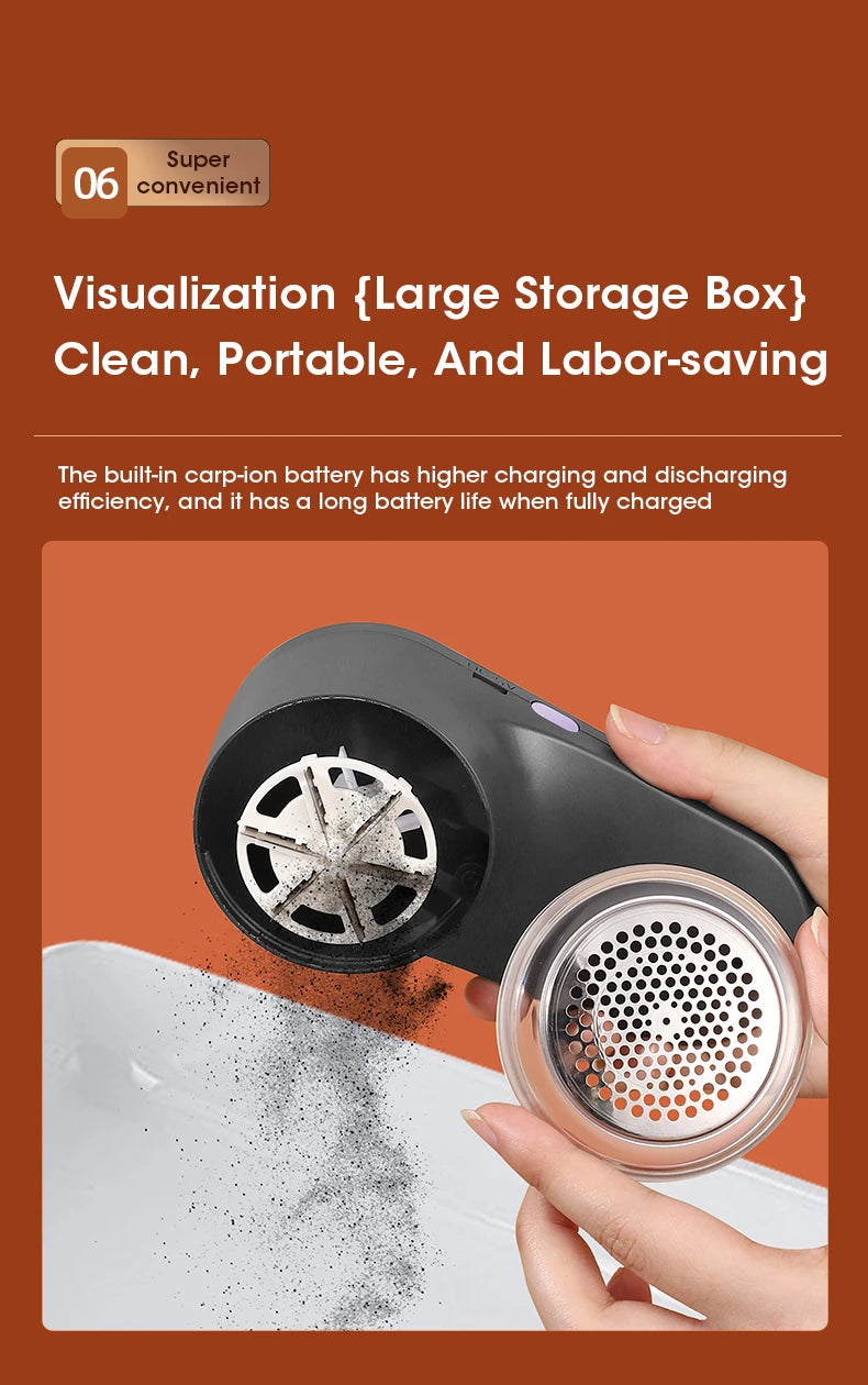 Rimuovi-pelucchi elettrico digitale a LED per indumenti, ricaricabile tramite USB.