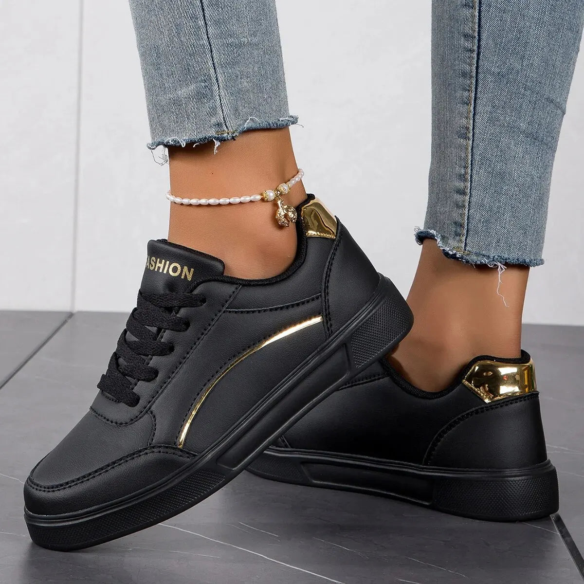 Leather Platform Sneakers for Women Classics Comfort  Non-Slip