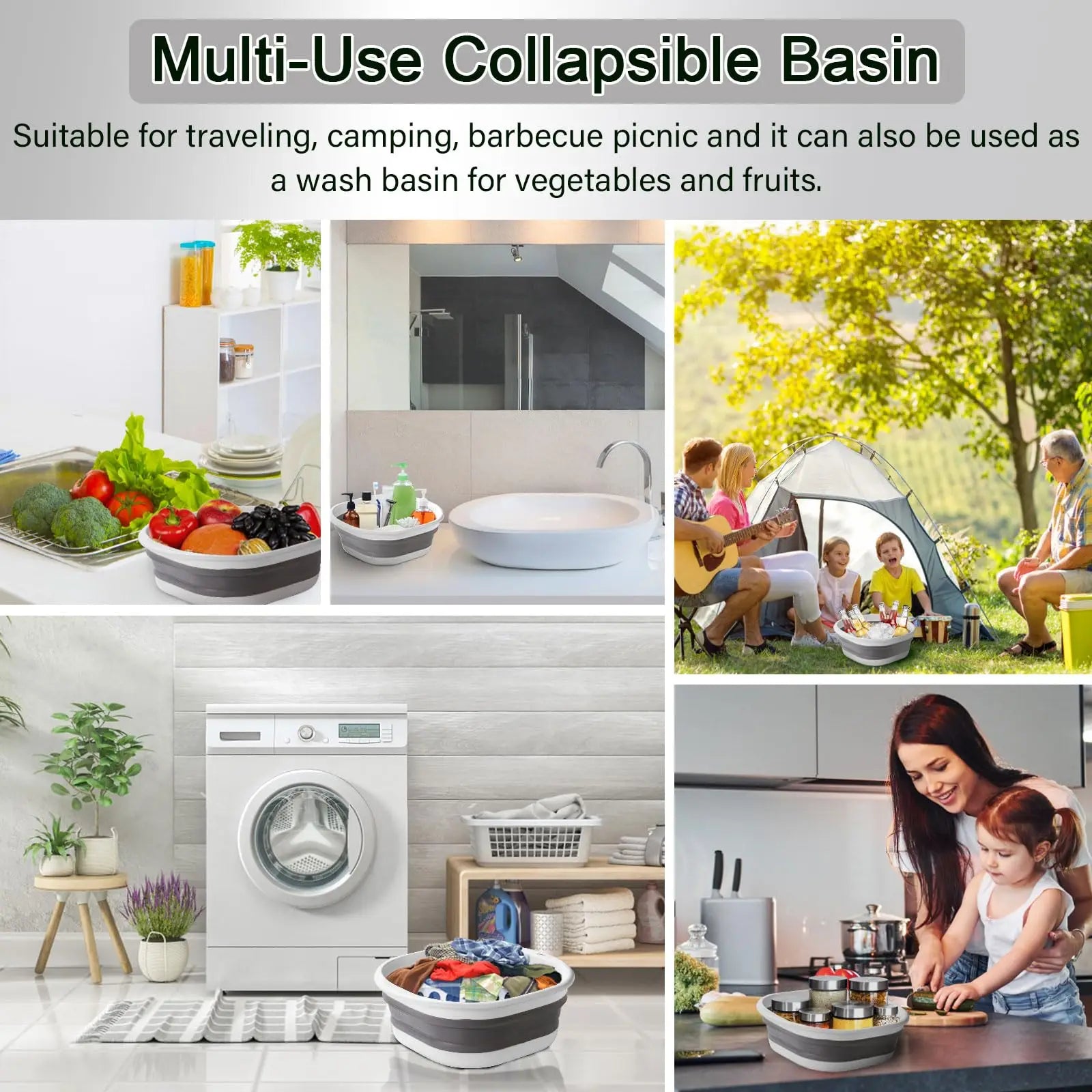 Wash Basin Laundry Baskets 3 Pack Collapsible Tub Space Saving.