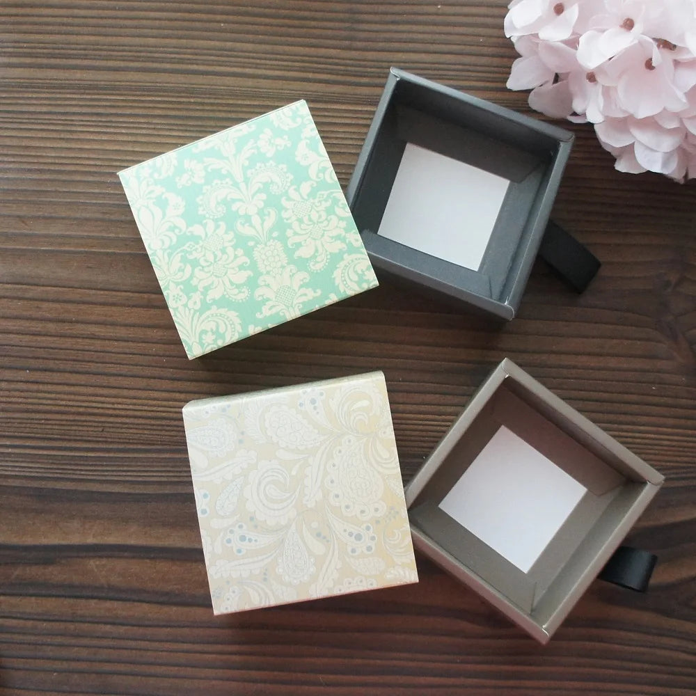 Elegante confezione regalo con motivo floreale blu e giallo, 3 misure, 10 pezzi