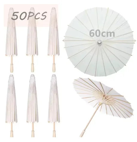 Paper Umbrella - 30-50PCS 80cm White Parasol for Wedding Decor.