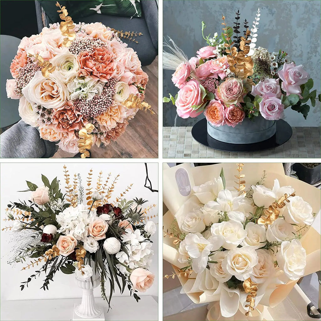 Tallos de eucalipto artificiales, planta falsa de dólar de plata.