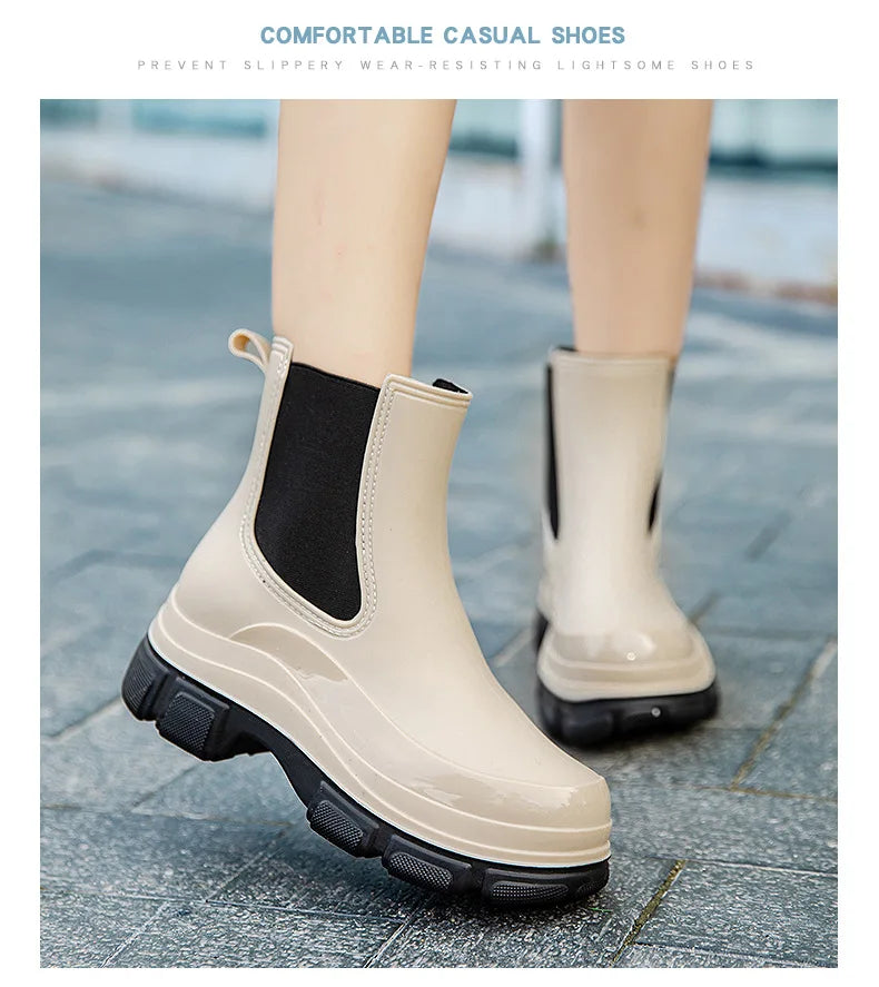 2025 Nuevos zapatos de lluvia de goma para exteriores, antideslizantes, impermeables, para jardín