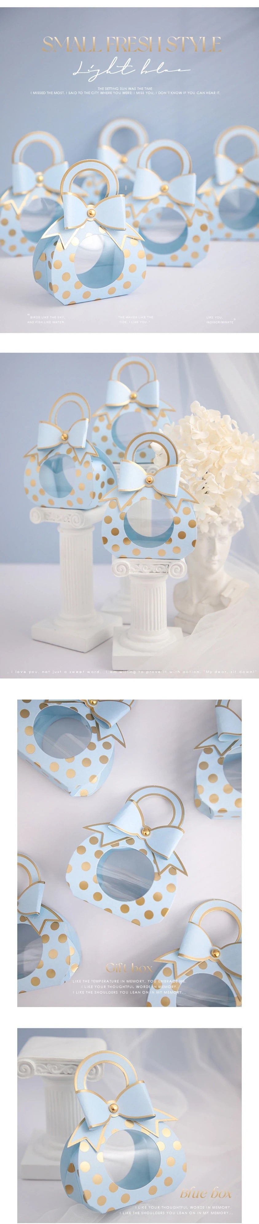 Sacchetto di caramelle creativo stile ciuccio, scatola di cioccolatini per bomboniere di nozze. 50 pezzi