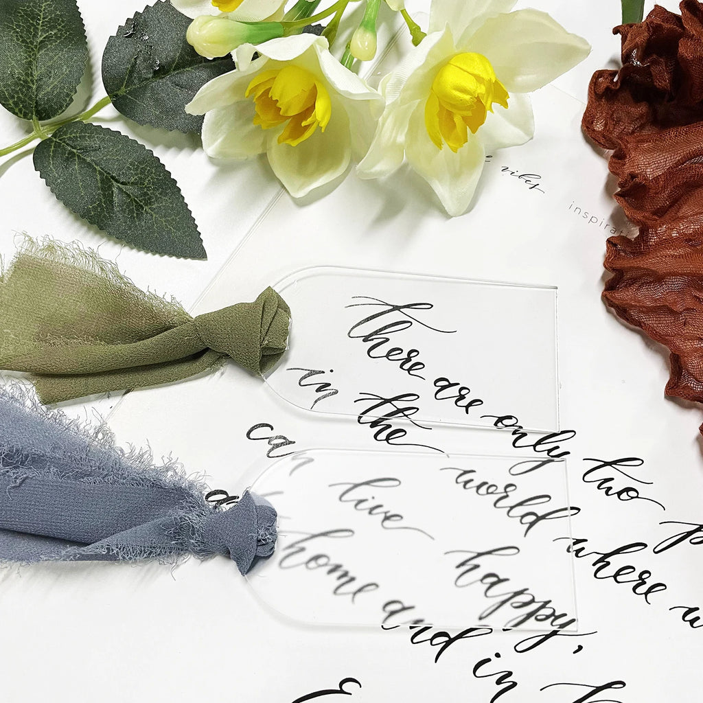 Segnaposto per matrimonio in acrilico, con etichetta in acrilico satinato, arco da 10/20/50 pezzi