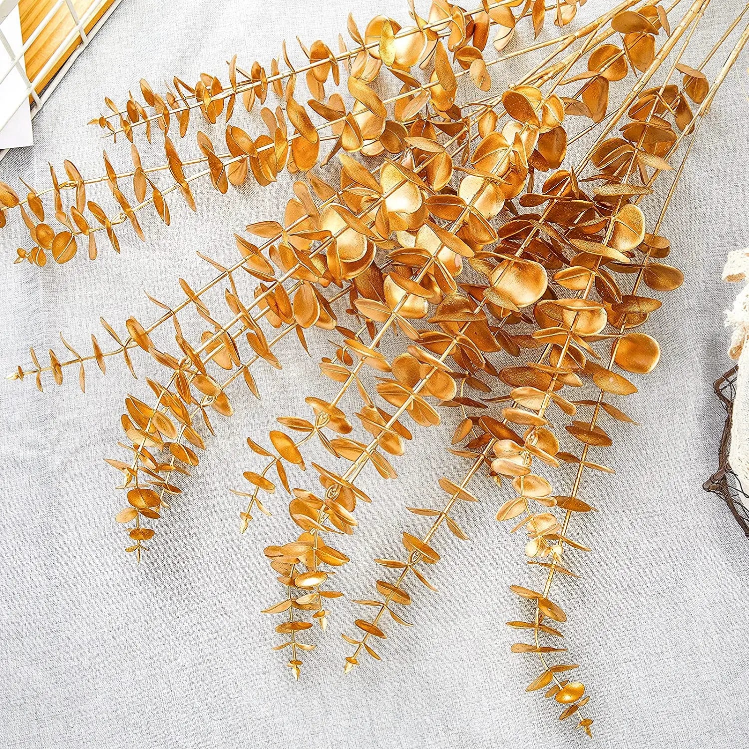 Tallos de eucalipto artificiales, planta falsa de dólar de plata.