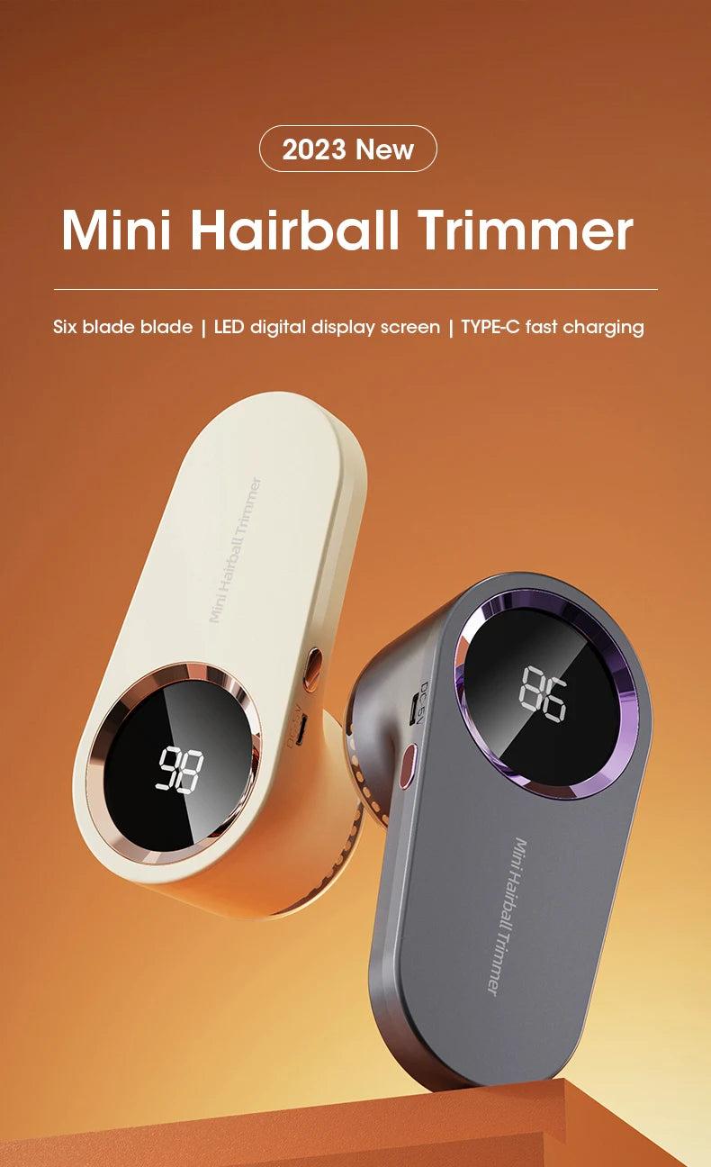 Rimuovi-pelucchi elettrico digitale a LED per indumenti, ricaricabile tramite USB.