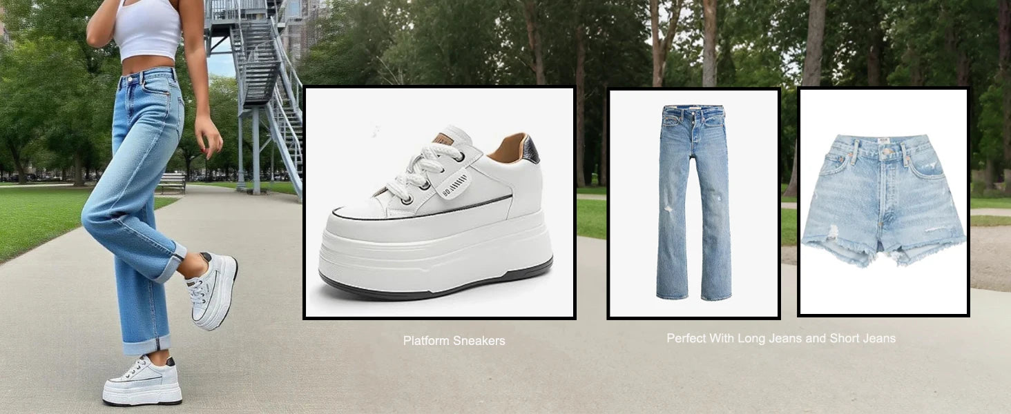 Zapatillas de plataforma Fujin para mujer de piel auténtica