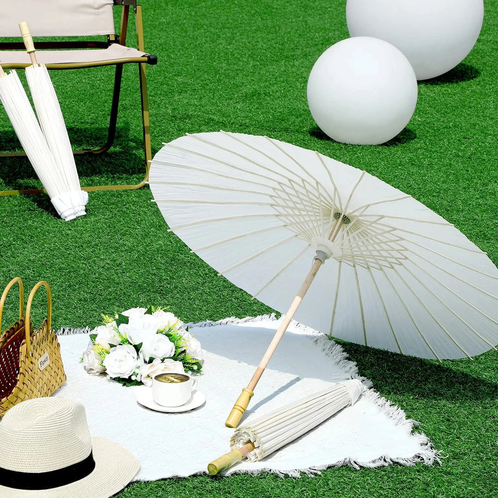 Paper Umbrella - 30-50PCS 80cm White Parasol for Wedding Decor.