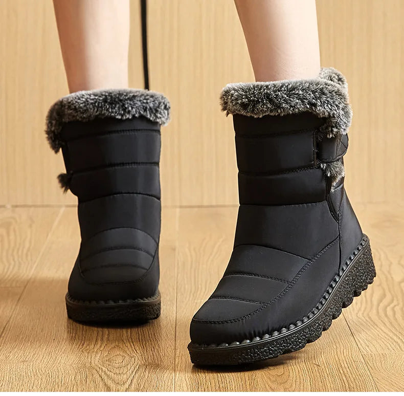 Botas de invierno para mujer, botines de tacón bajo, botas de nieve impermeables para mujer