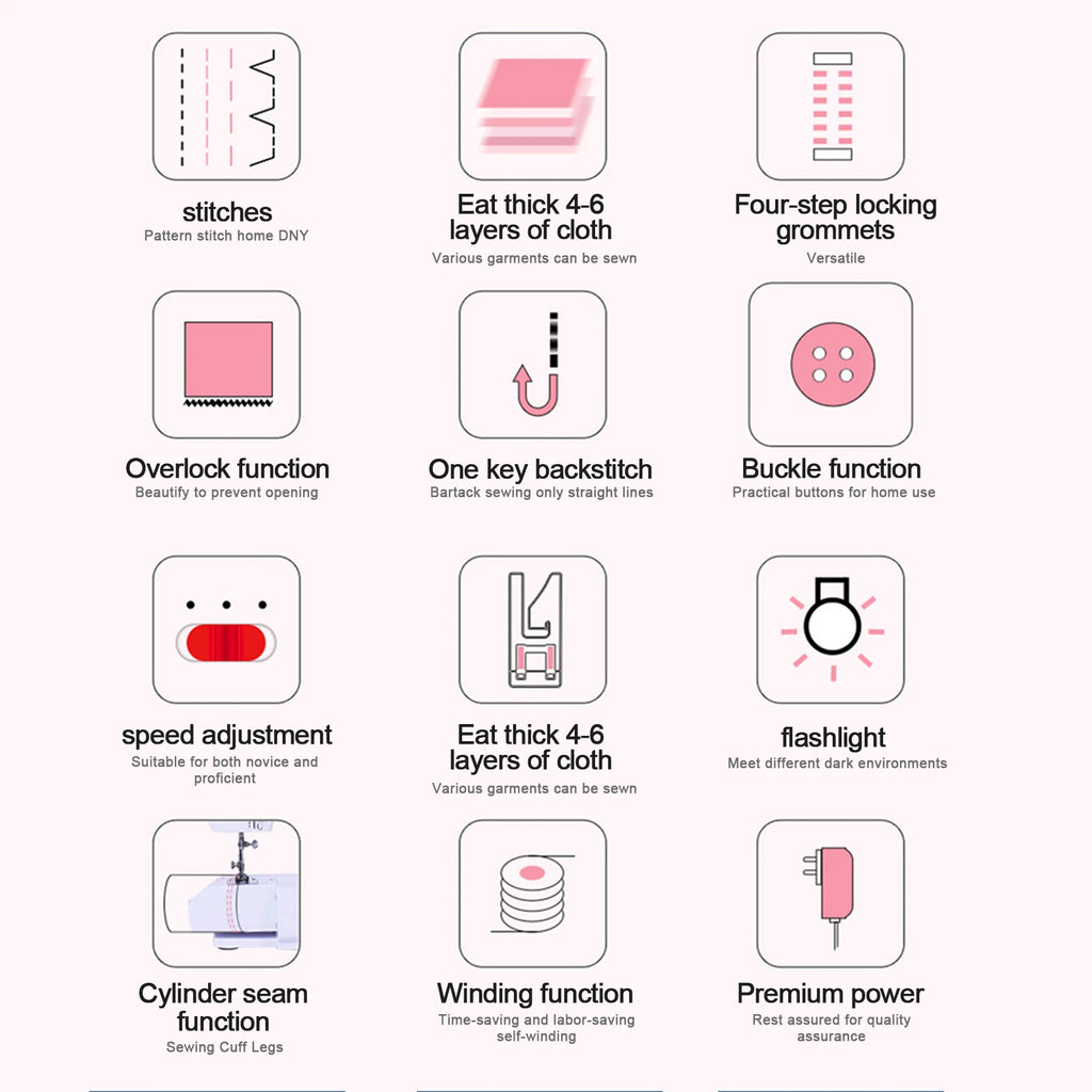 Máquina de coser eléctrica Mini máquina de coser de doble hilo para el hogar.