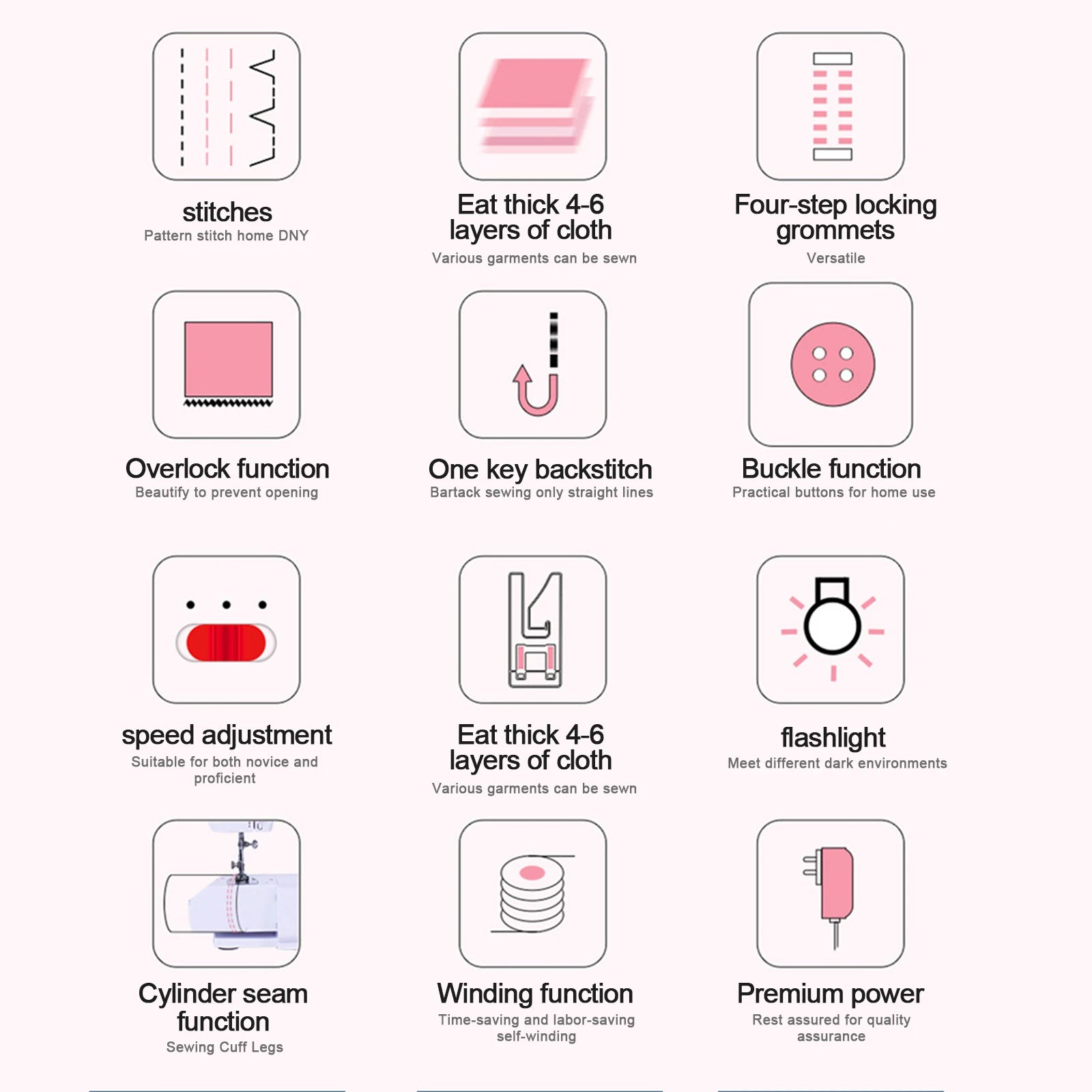 Mini macchina da cucire elettrica per uso domestico, a doppio filo.