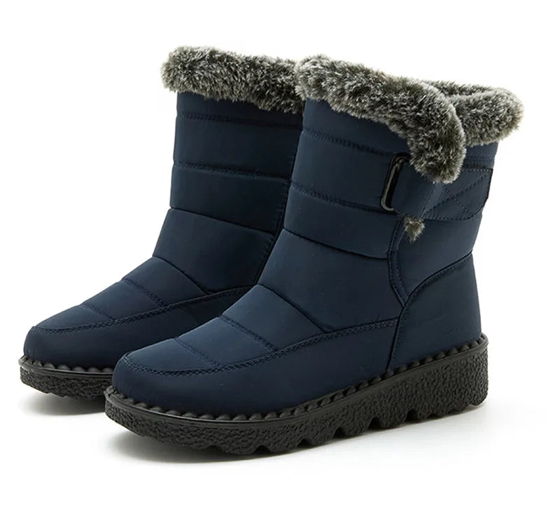 Botas de invierno para mujer, botines de tacón bajo, botas de nieve impermeables para mujer