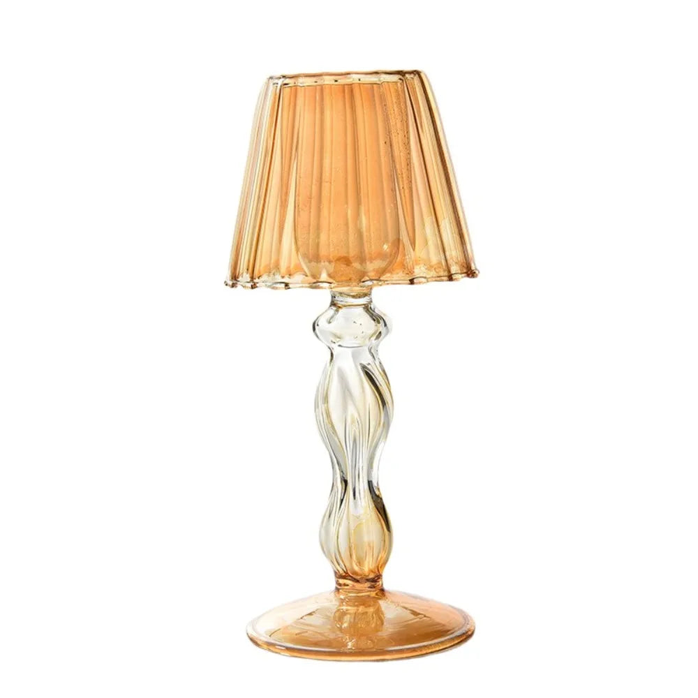 Glass High Footed Striped Candlestick Creative Delicate.