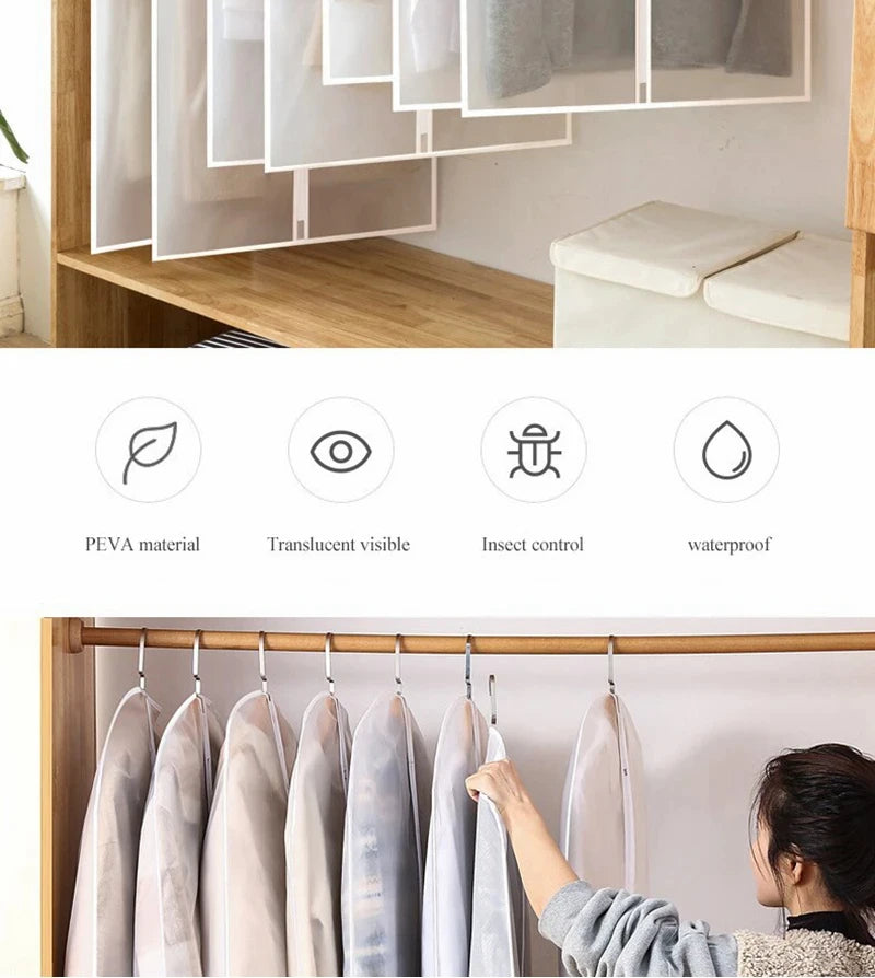 Sacchetto copri-polvere per vestiti, 5 pezzi, con cerniera