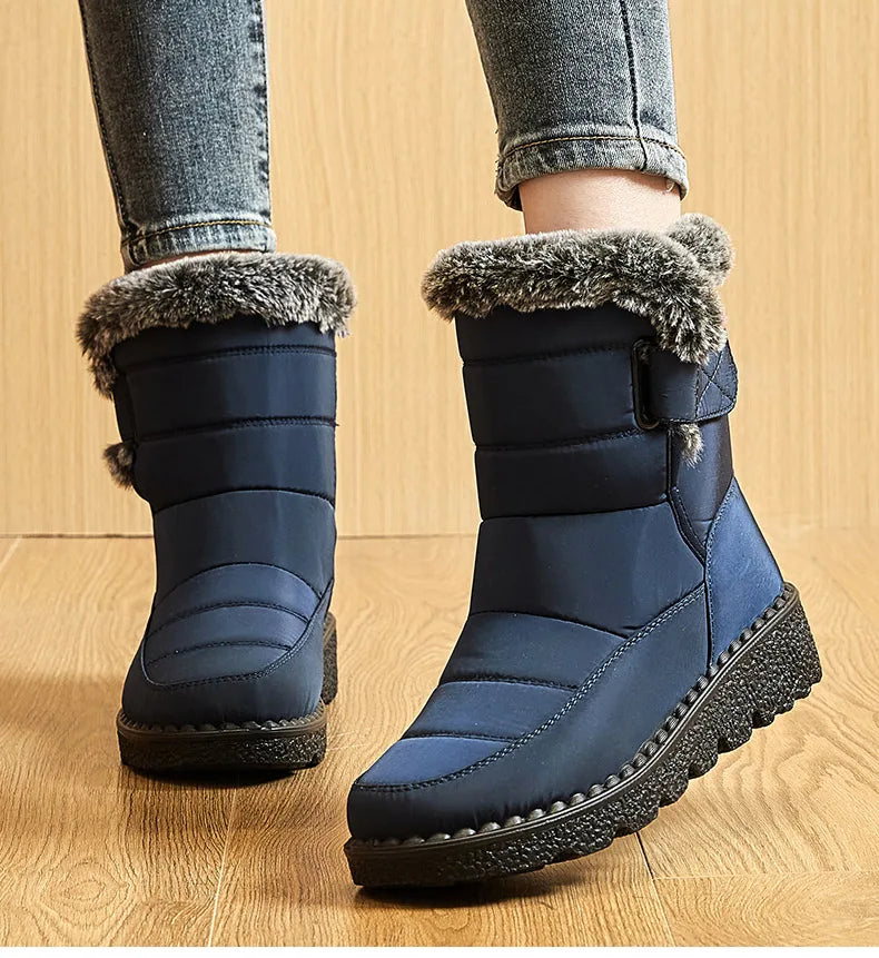 Botas de invierno para mujer, botines de tacón bajo, botas de nieve impermeables para mujer