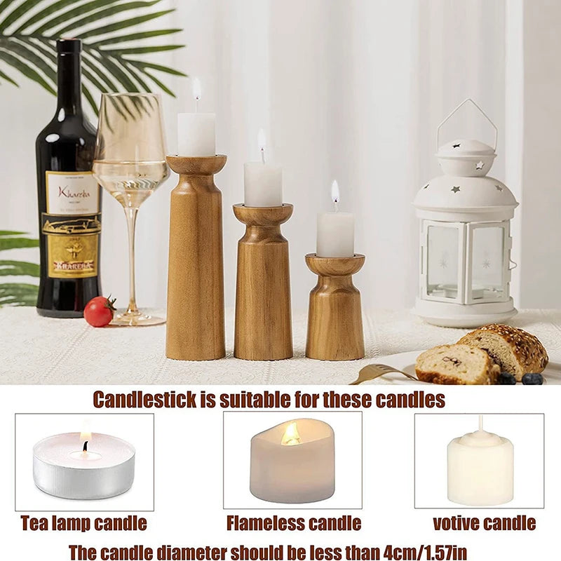 Vintage-Kerzenhalter aus Holz, Esstische, Hochzeiten, Partys.