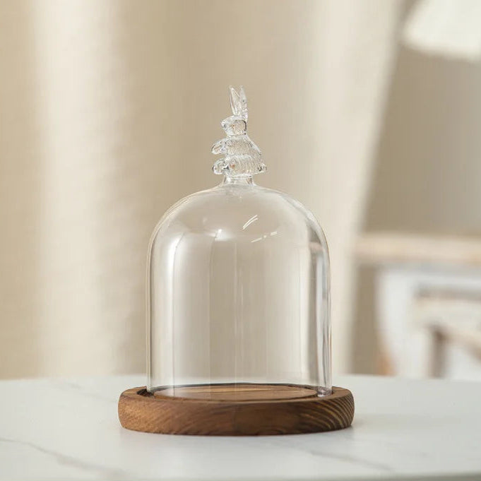 Kerzenhalter Glasdeckel Holzsockel Aromatherapie