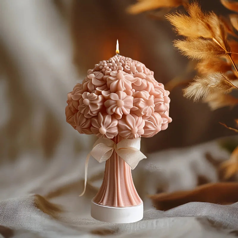 Large Peony Flower Candle Silicone Mold 3D