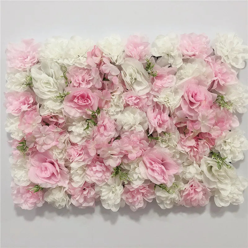 Decoración de fondo de pared con flores artificiales de rosas de seda rosa