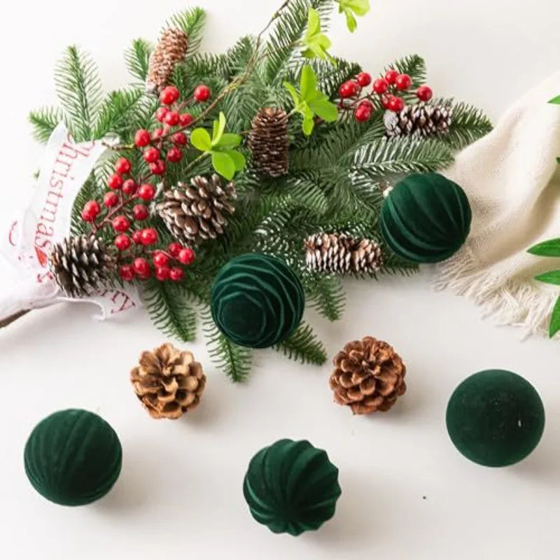 Bolas de Navidad de terciopelo, 6cm, decoración para árbol de Navidad.