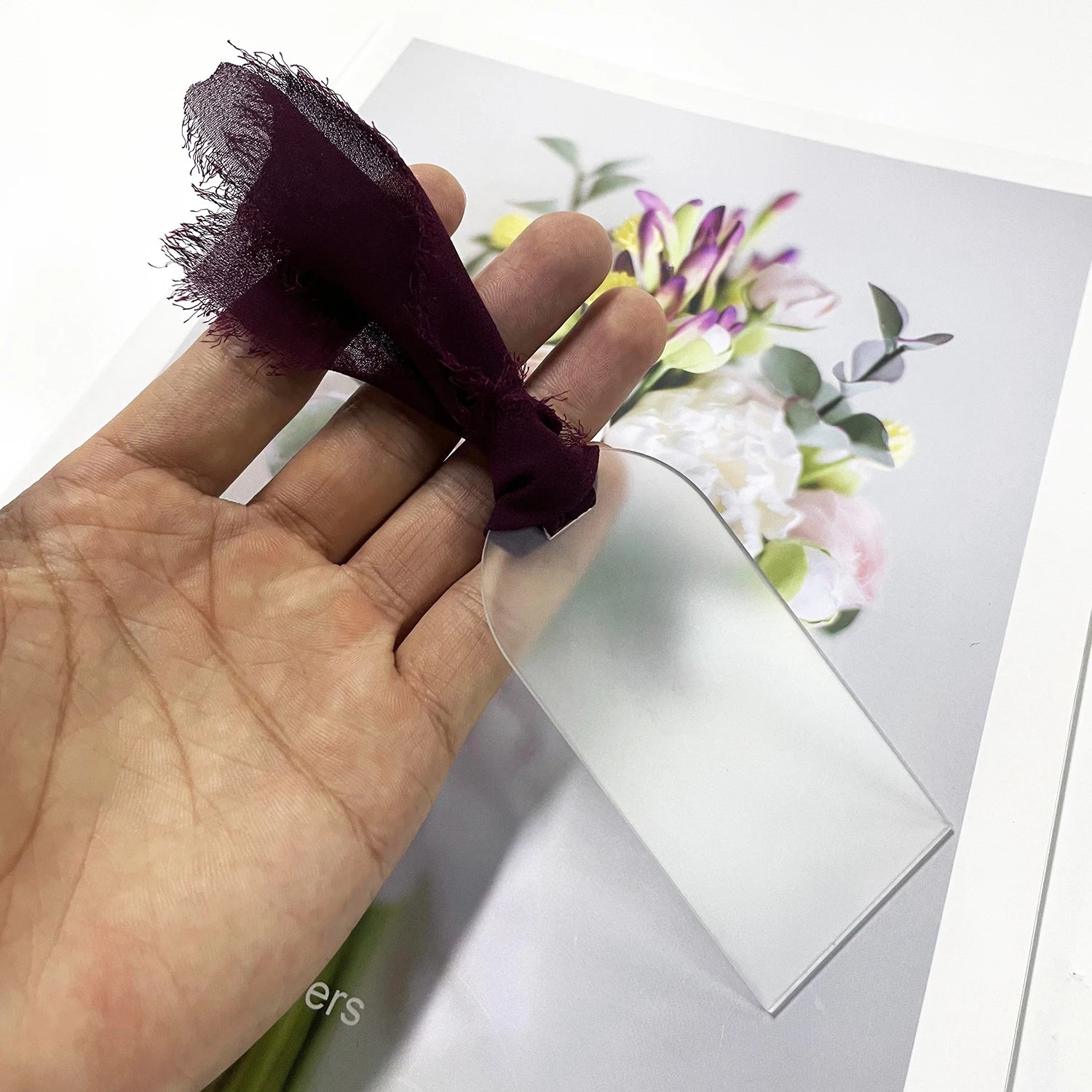 Segnaposto per matrimonio in acrilico, con etichetta in acrilico satinato, arco da 10/20/50 pezzi