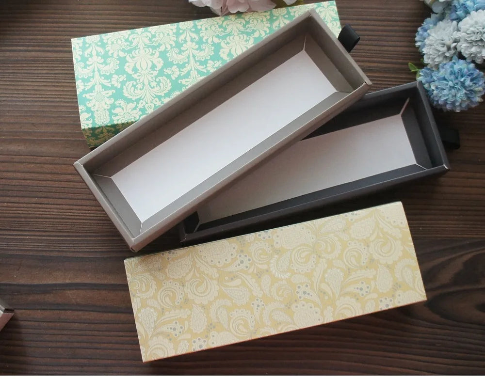 Elegante confezione regalo con motivo floreale blu e giallo, 3 misure, 10 pezzi