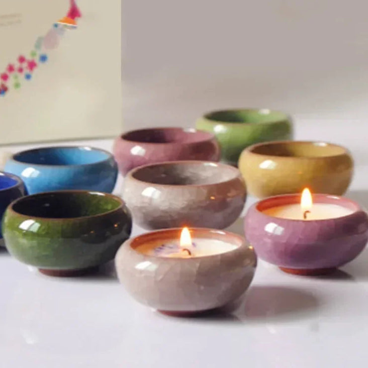 Handgefertigte Ice Crack Keramik Kerzenleuchterschale