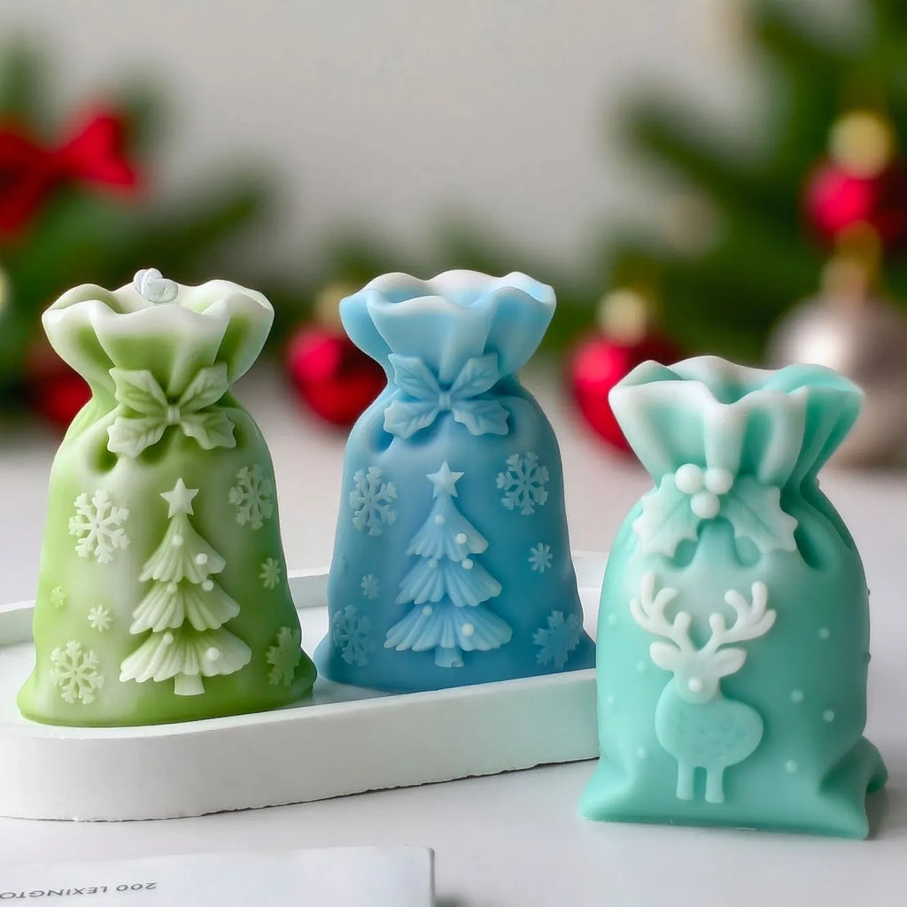Stampo in silicone per candele a forma di sacchetto regalo di Natale