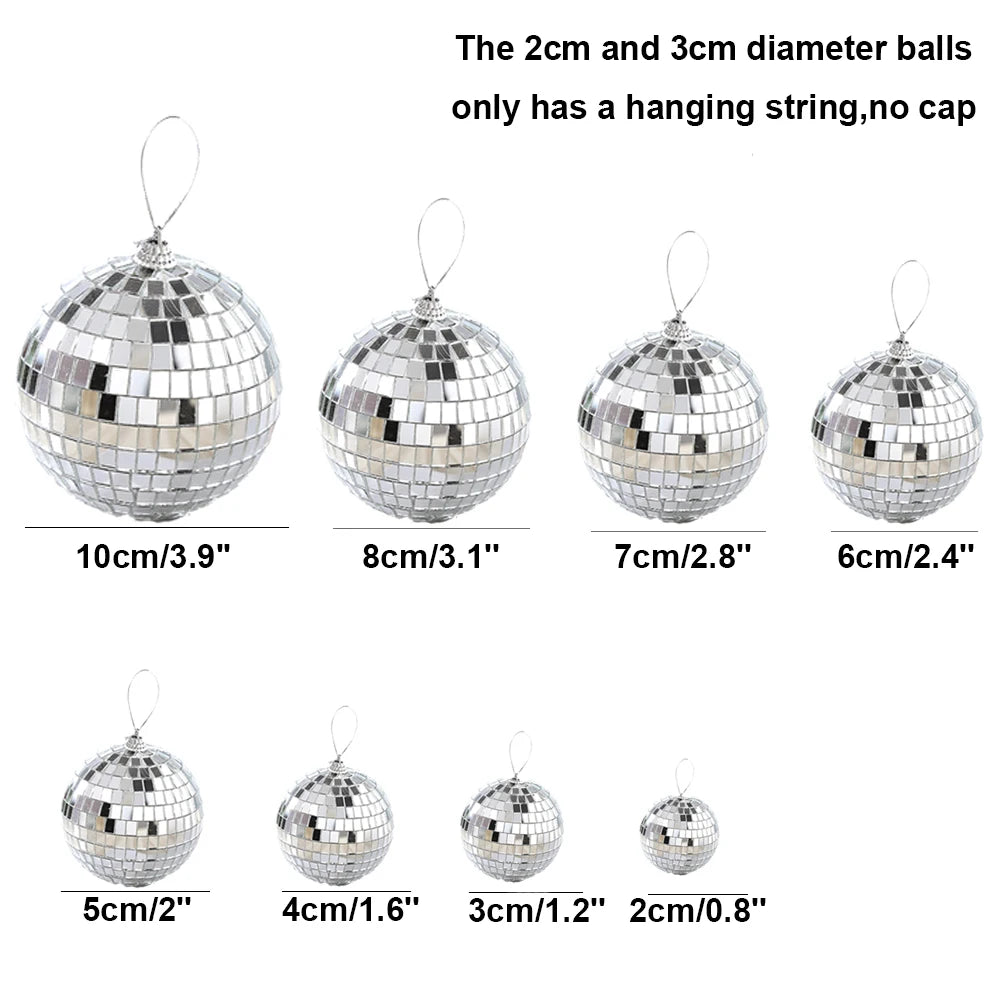 Mirror Disco Ball 70s Party Decorations Reflective Hanging 2-10cm