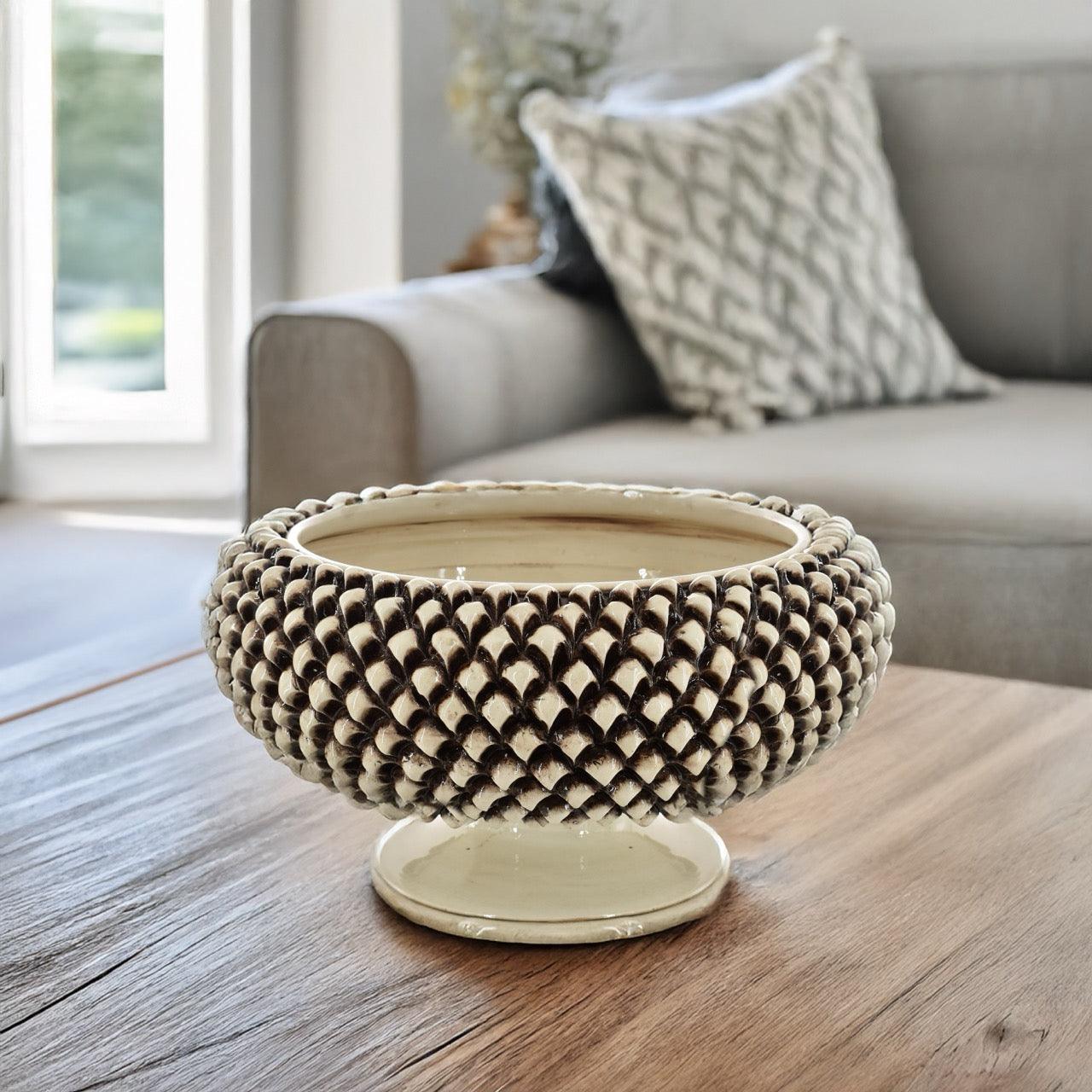 Alzata a Pignad. 25/33 cm Madreperla Antichizzato in ceramica di Caltagirone