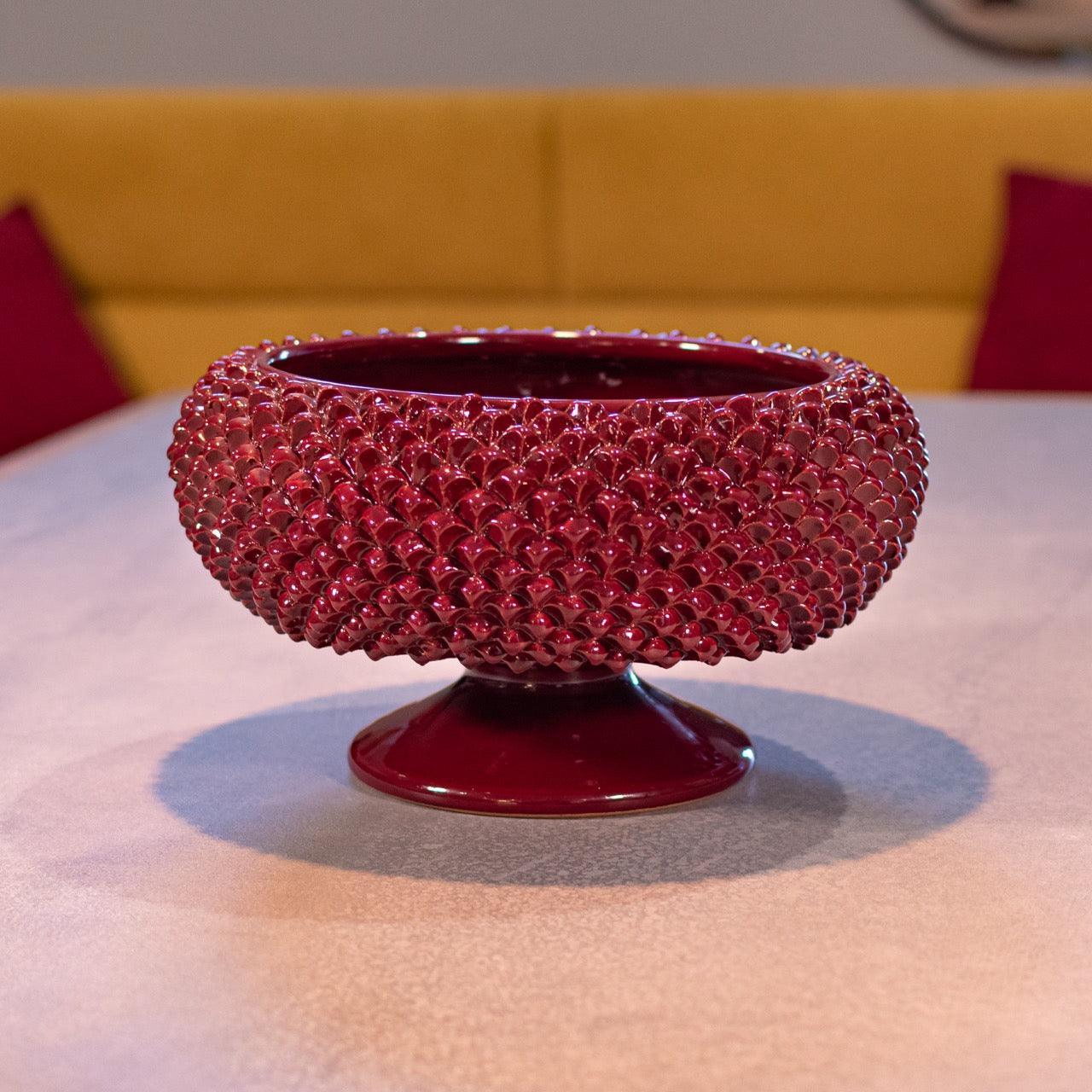 Alzata a Pigna di Caltagirone modellata a mano linea burdeos