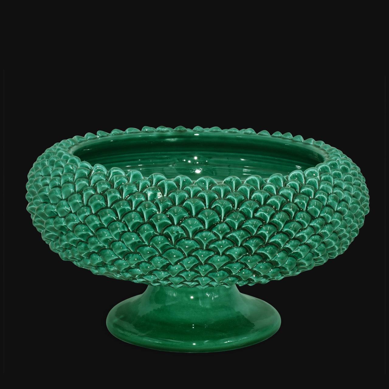 Alzata a Pigna diám. 25/33 cm Verde Esmeraldo en cerámica de Caltagirone