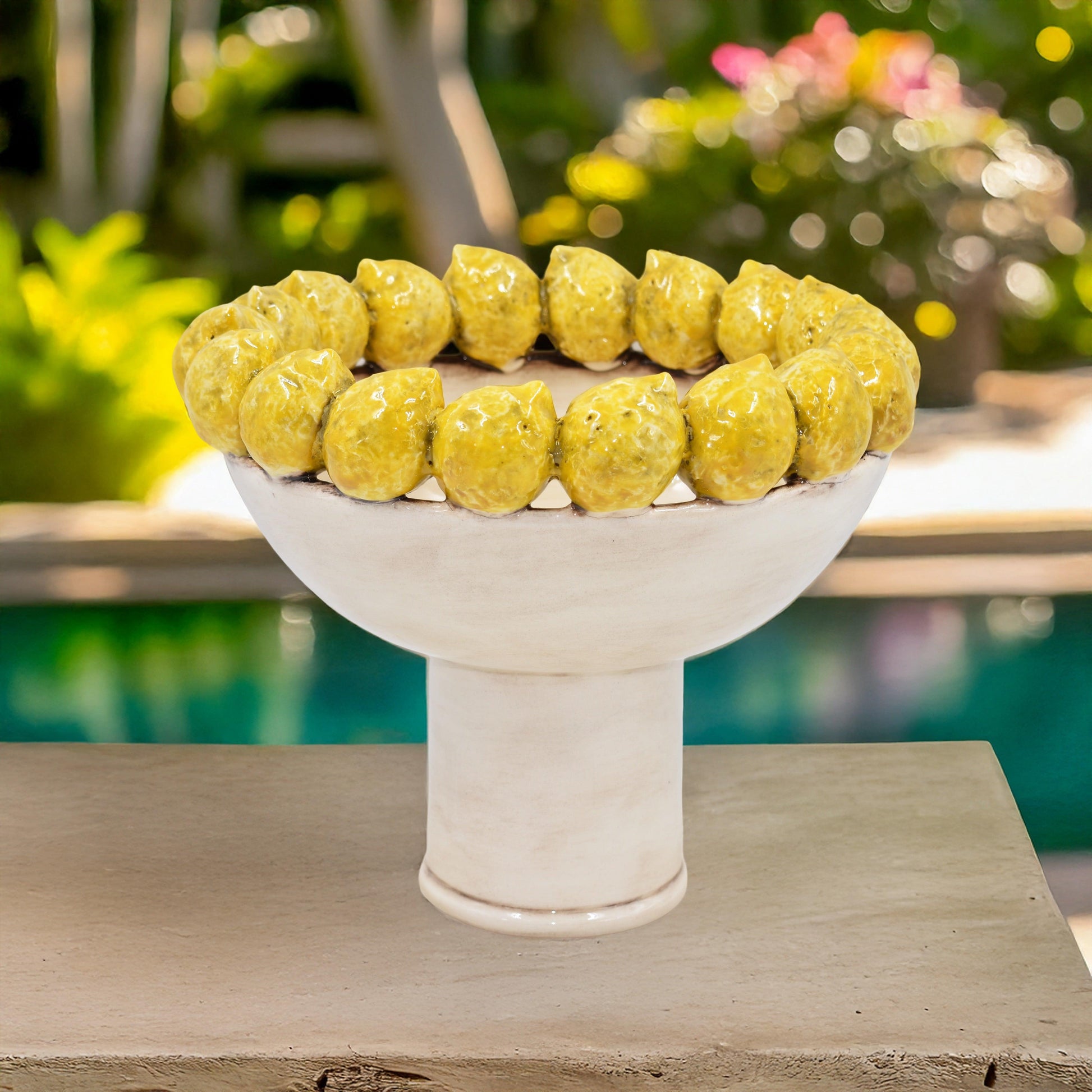 Alzata con limoni siciliani c/piede in stile moderno (diversos colores)