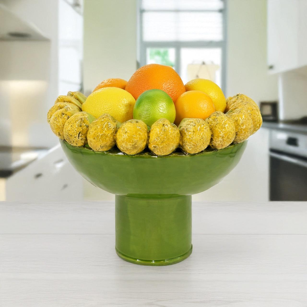 Alzata con limoni siciliani c/piede in stile moderno (diversos colores)