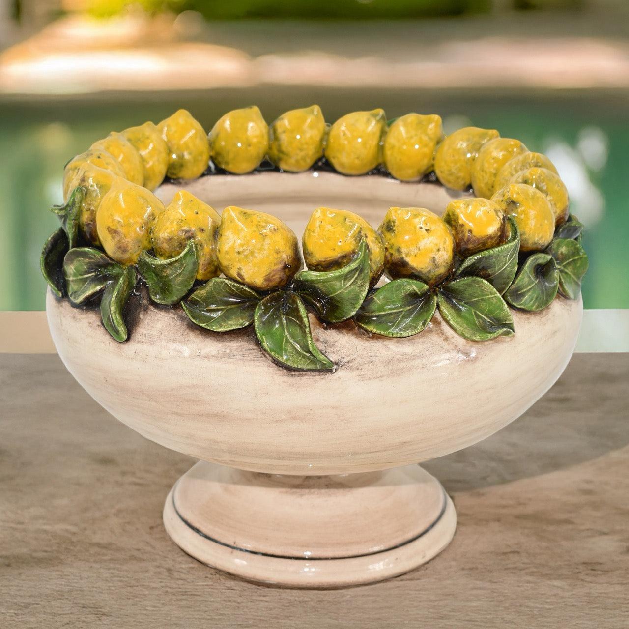 Alzata con Limoni Siciliani Ø 23 Madreperla Colorata