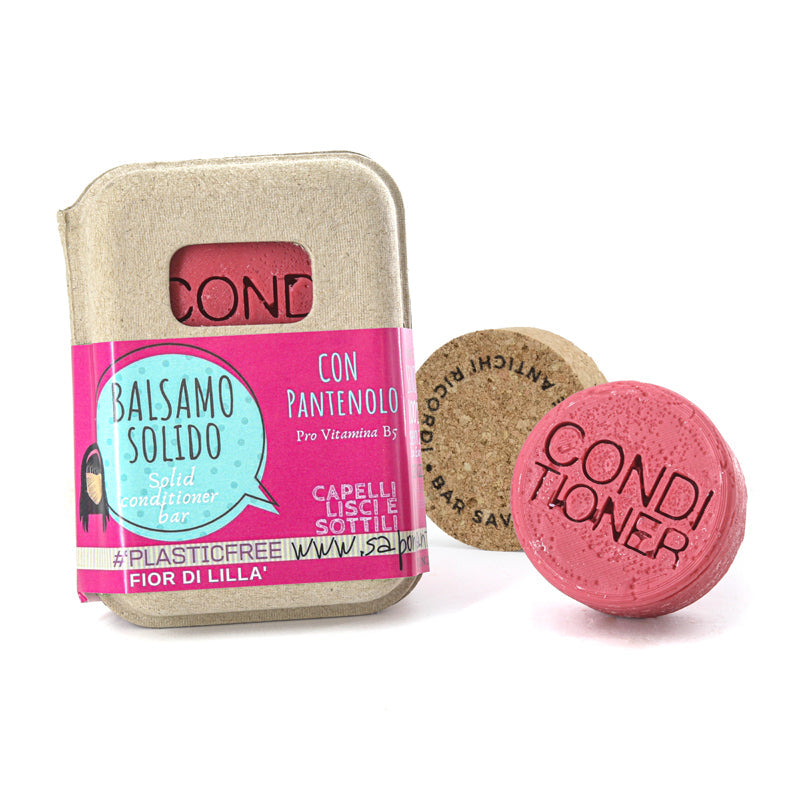 BALSAMO SOLIDO CAPELLI LISCI E SOTTILI AL FIOR DI LILLÀ CON BAR SAVER IN SUGHERO