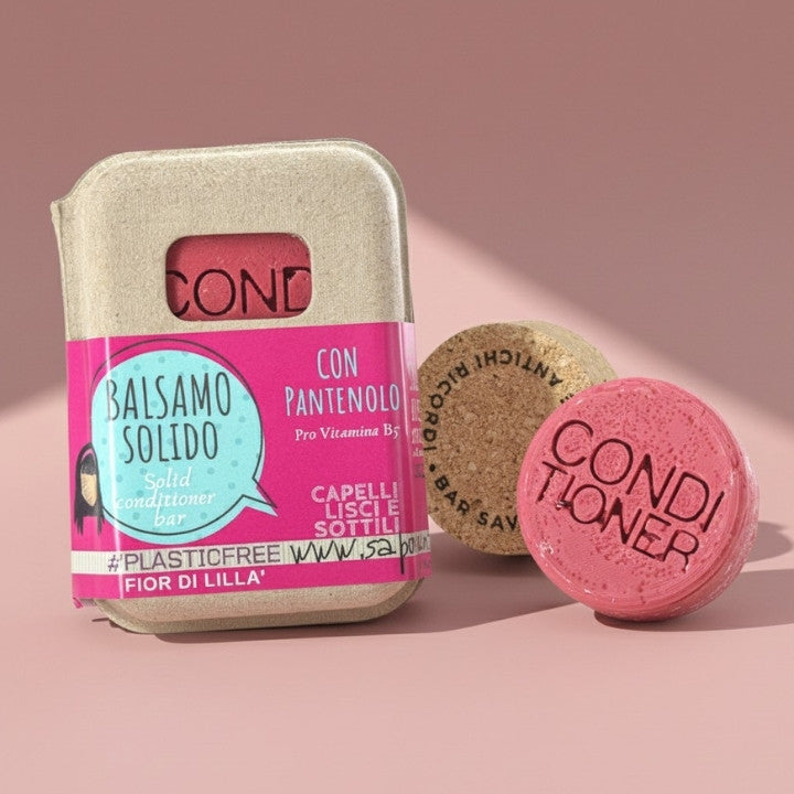 BALSAMO SOLIDO CAPELLI LISCI E SOTTILI AL FIOR DI LILLÀ CON BAR SAVER IN SUGHERO
