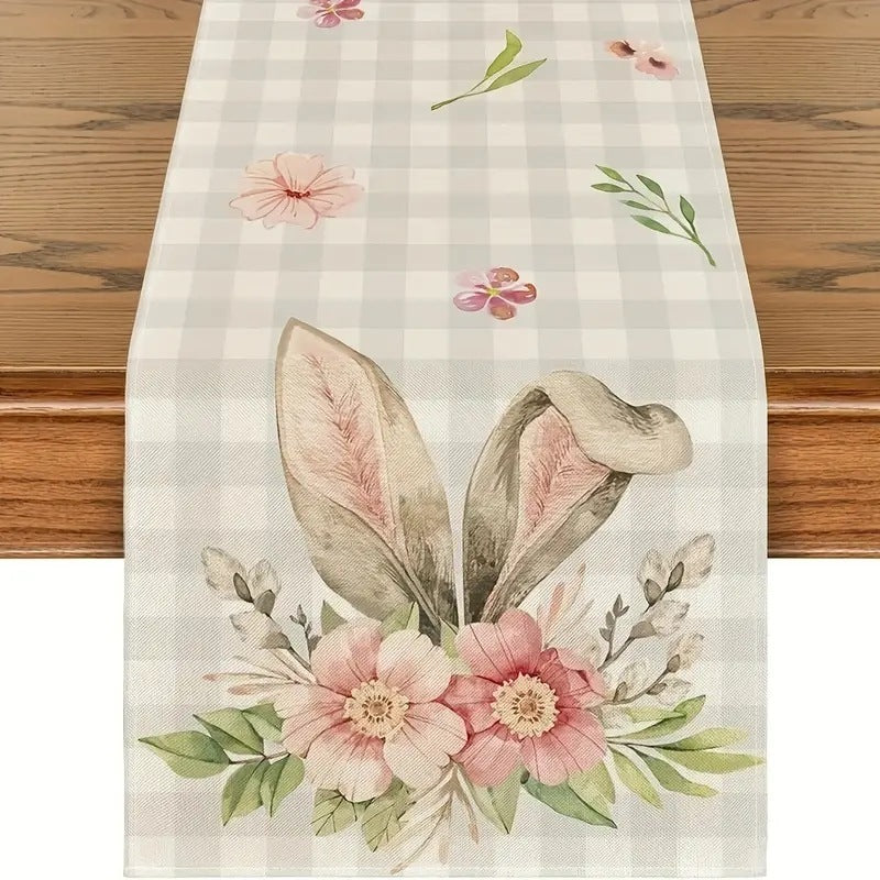 Easter Table Runner Rabbit Egg Decoration Linen Cloth