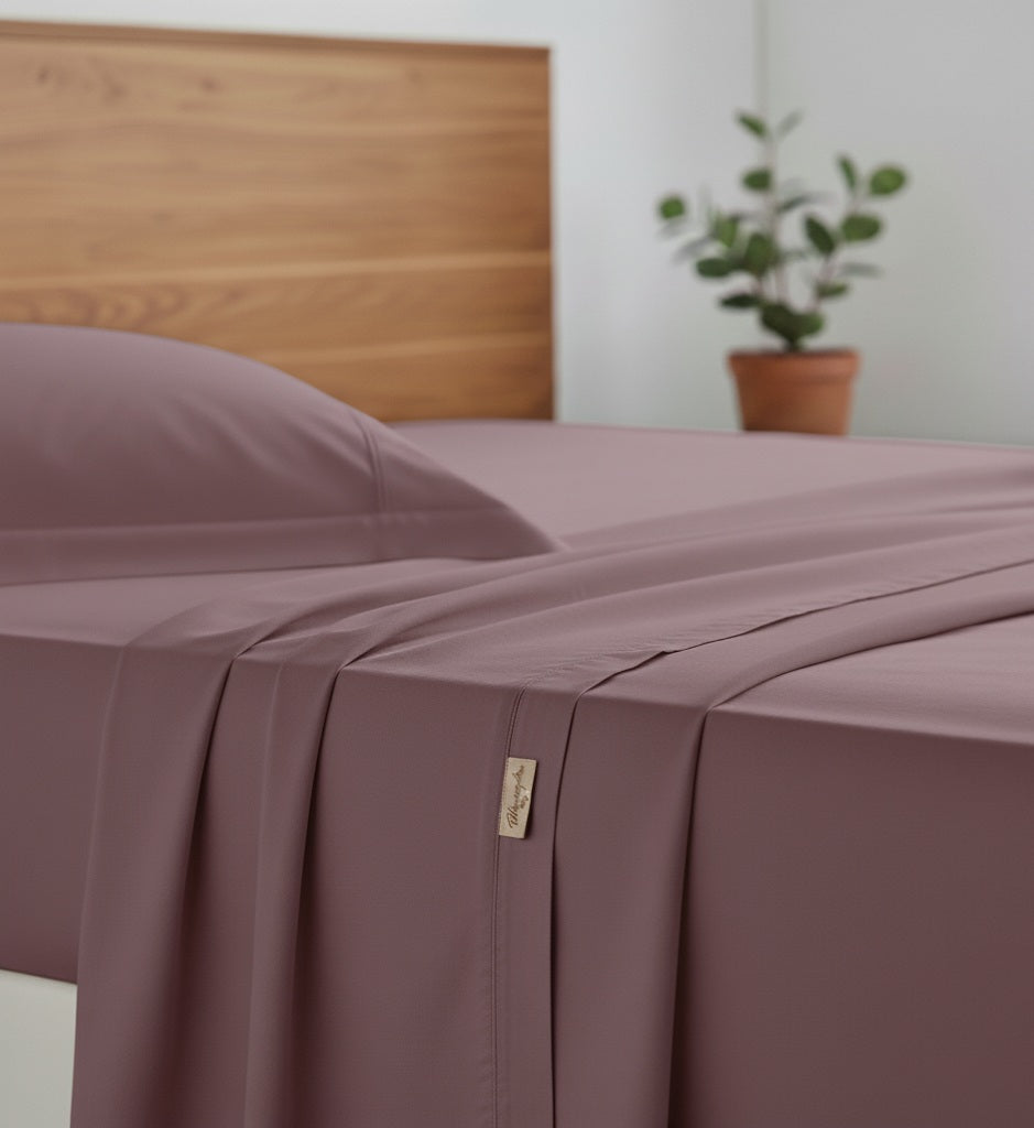 Completo Letto Tinta Unita Cotone Percalle 200 Fili linea ARIA-Matrimoniale. 